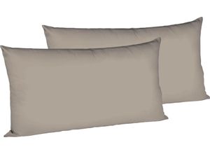 4043202611199 - Kissenbezüge FLEURESSE Colours Gr B L 40 cm x 80 cm 2 St Interlock-Jersey grau (taupe) Kissenbezüge uni edler bügelfreier Interlock-Jersey aus 100% Baumwolle