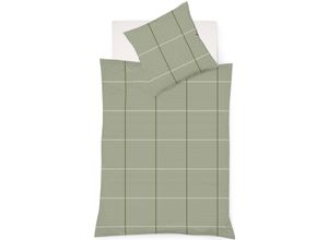 4043202650570 - Bettwäsche FLEURESSE Lech 4311 Gr B L 135 cm x 200 cm (1 St) B L 80 cm x 80 cm (1 St) Flanell grün Bettwäsche 135x200 cm Edelflanell Baumwolle in Gr 135x200 155x220 200x200cm