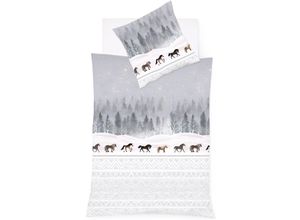 4043202652413 - Bettwäsche FLEURESSE Aspen 4373 Gr B L 155 cm x 220 cm (1 St) B L 80 cm x 80 cm (1 St) Feinbiber grau Bettwäsche 155x220 cm Feinbiber Baumwolle in Gr 135x200 155x220 200x200cm