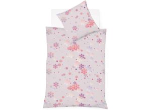 4043202652703 - Bettwäsche FLEURESSE Aspen 4375 Gr B L 135 cm x 200 cm 1 St 1 St Feinbiber B L 80 cm x 80 cm rosa (rosa grau) Feinbiber Baumwolle in Gr 135x200 155x220 200x200cm