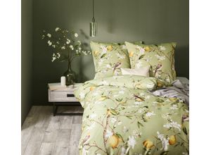 4043202657951 - Bettwäsche FLEURESSE Bed Art S Gr B L 240 cm x 220 cm (1 St) B L 80 cm x 80 cm & 80 cm x 80 cm (1 St) Mako-Satin grün Kinder Ausstattung Mako Satin-Bettwäsche aus 100% Baumwolle