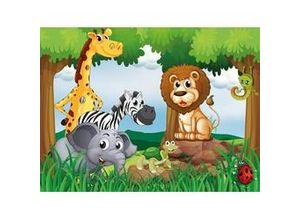 4043566180706 - PAPERMOON Fototapete Jungle Animals Tapeten Gr B L 35 m x 26 m Bahnen 7 St bunt (mehrfarbig) Fototapeten Tapeten