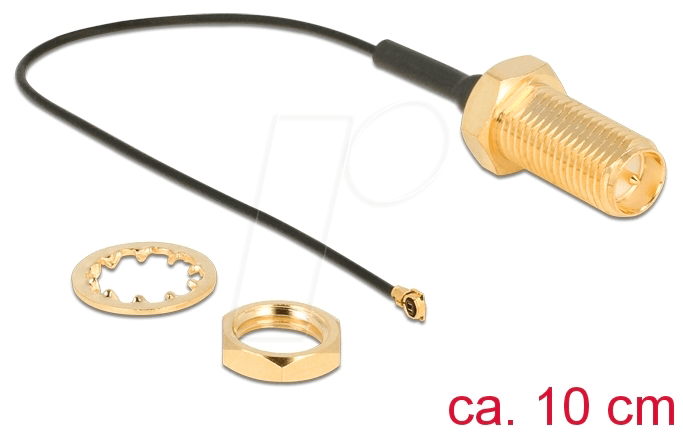 4043619124657 - DELOCK 12465 - HF Antennenkabel RP-SMA Buchse MHF® 4 Stecker 10 cm