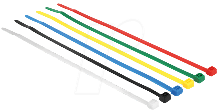 4043619186266 - DELOCK 18626 - Kabelbinder standard 200 mm gemischt 100er Pack