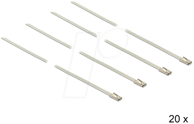 4043619186327 - DELOCK 18632 - Edelstahlkabelbinder 350 x 46 mm silber 20er-Pack