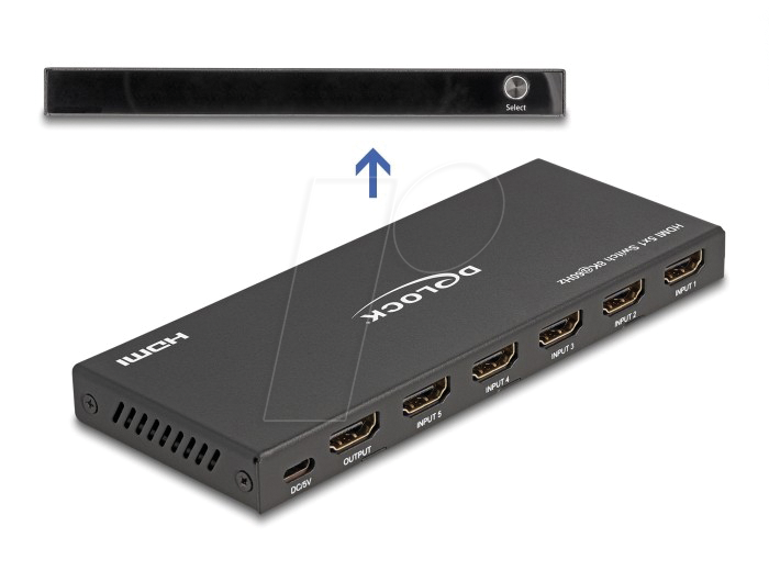 4043619186570 - DELOCK 18657 - HDMI-Switch 5x1-Port 8K 60 Hz