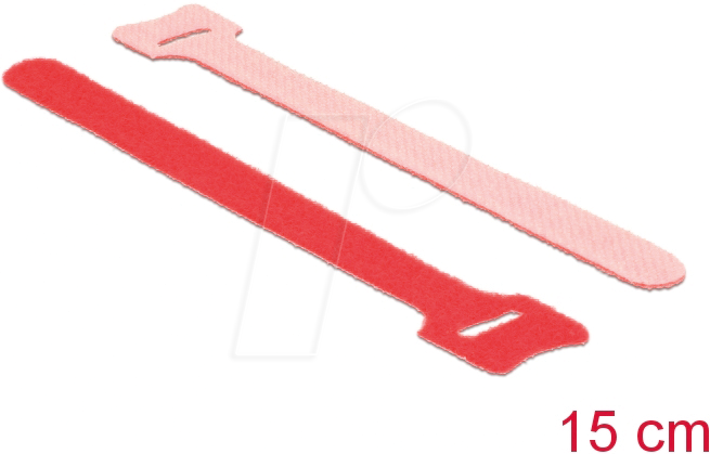 4043619186891 - DELOCK 18689 - Klett-Kabelbinder 150 mm x 12 mm 10 Stück rot