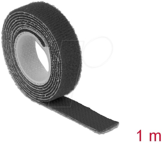 4043619187096 - DELOCK Kabelbinder Klettverschluss 1000x13mm 1x Rol schwarz