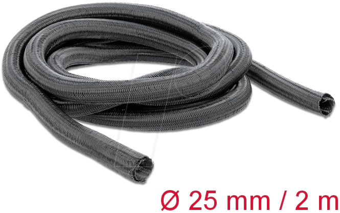 4043619188567 - DELOCK 18856 - Geflechtschlauch selbsteinrollend 2 m x 25 mm schwarz