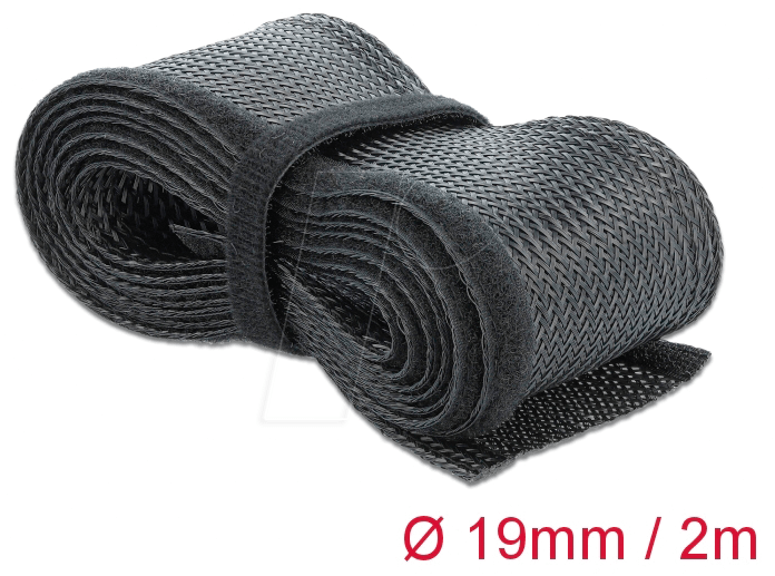 4043619188574 - DELOCK 18857 - Kunststoff-Geflechtschlauch Ø 19 mm schwarz 2 m