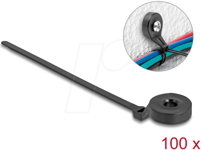4043619189151 - DELOCK 18915 - Kabelbinder mit Befestigungsöse L 180 x B 6 mm schwarz 100 Stück 4043619189151 - DELOCK 18915 - Kabelbinder mit Befestigungsöse L 180 x B 6 mm schwarz 100 Stück