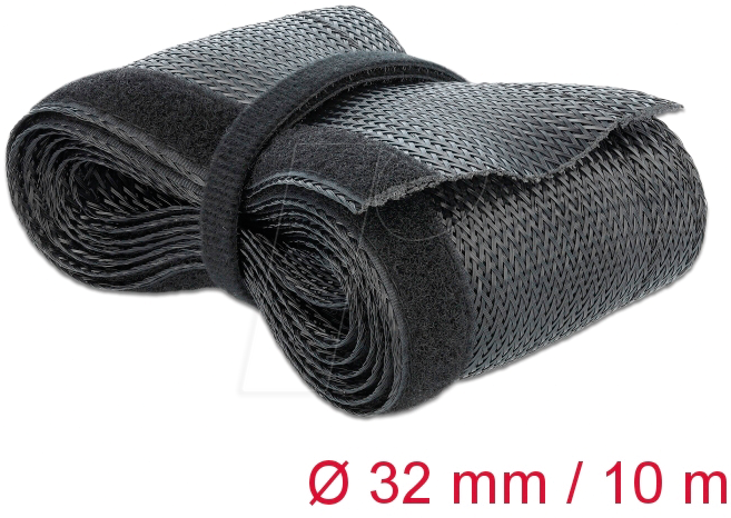 4043619190591 - DELOCK 19059 - Geflechtschlauch mit Klettverschluss 10 m x 32 mm schwarz