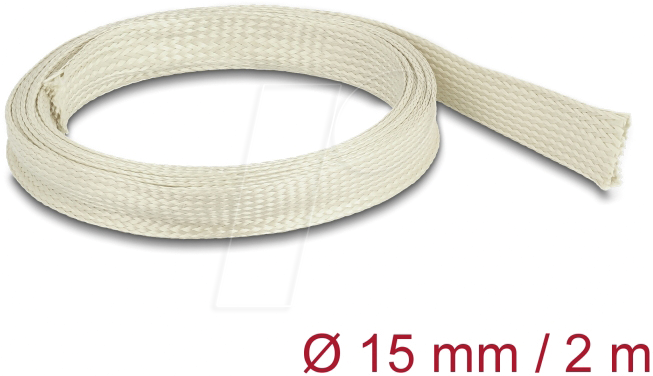 4043619208944 - DELOCK 20894 - Geflechtschlauch aus Nomex Fasern 2 m x 15 mm weiß