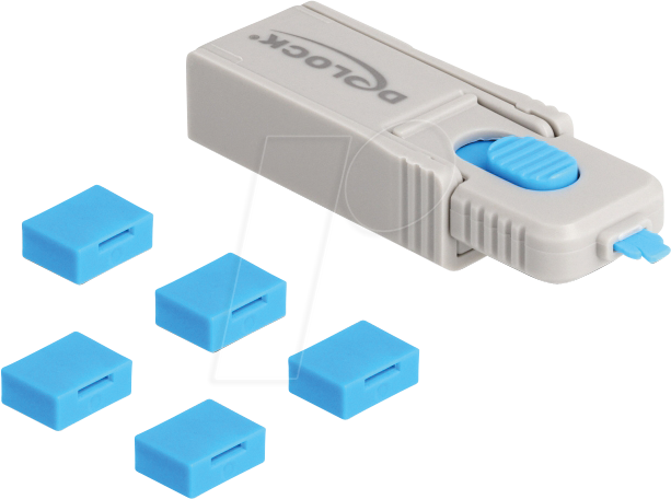 4043619209231 - Usb Port Blocker Set für usb Typ-A Buchse 5 Stück + Verschlusswerkzeug (20923) - Delock