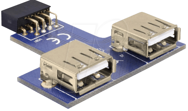 4043619418244 - Usb Adapter usb Pineheader - 2x usb a neben Bu Bu (41824) - Delock