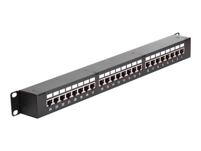 4043619432950 - 19 Patchpanel 24-Port Cat6 geschirmt schwarz Kupplun (43295) - Delock