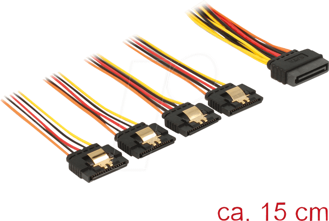 4043619601561 - DeLOCK DELOCK Stromkabel 4x 15Pin SATA - 2x 15Pin SATA St Bu 15cm (60156)