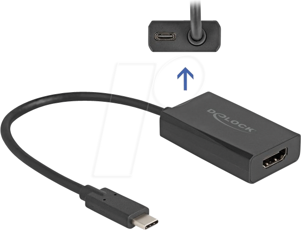 4043619610587 - Adapter hdmi Buchse zu usb Type-C™ Stecker (dp Alt Mode) 4K mit pd 100 w (61058) - Delock