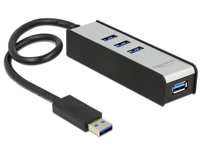 4043619625345 - DELOCK 62534 - HUB USB 30 4 Port extern Aluline ohne Netzeil