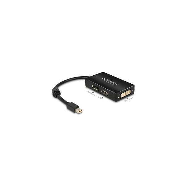 4043619626236 - 62623 DisplayPort   HDMI   DVI Adapter [1x Mini-DisplayPort Stecker - 1x DisplayPort Buchse HDMI-Buchse DVI-Buchse 24+1pol] Schwarz mit Ferritkern