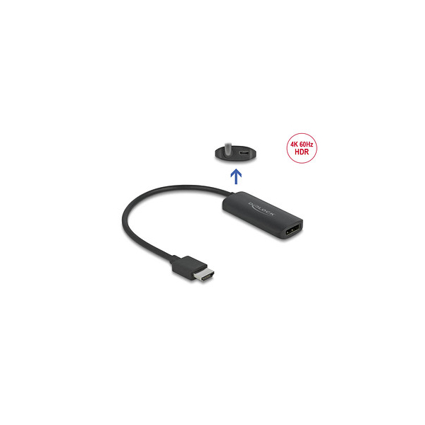 4043619632060 - - Video-   Audio-Adapter - HDMI Mikro-USB Typ B (nur Strom) zu DisplayPort weiblich - 24 cm - Schwarz - unterstützt 4K 60 Hz (3840 x 2160) Lontium LT6711A chipset