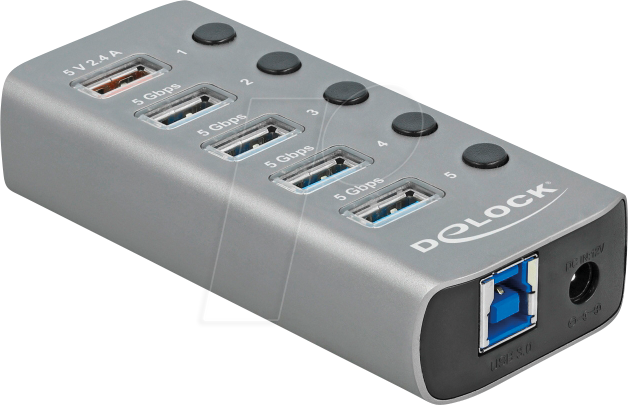 4043619632626 - DeLOCK Externer USB 32 Gen 1 Hub mit 4 Ports und USB-A + 1 Schnellladeport