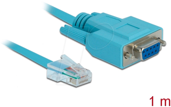 4043619633418 - Adapter RS-232 DB9 female > 1 x Serial RS-232 RJ45 male - Kabel seriell - DB-9 (W) schraubbar zu RJ-45 (M) - 1 m - Blau