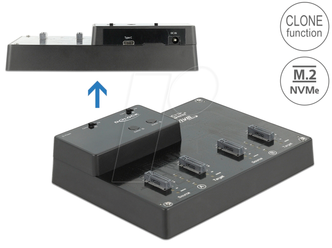 4043619641246 - - SSD-Dockingstation mit Klon-Funktion Schächte 4 - M2 - M2 NVMe Card - USB 32 (Gen 2) - Schwarz