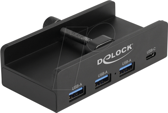 4043619642847 - DELOCK 64284 - USB 30 Hub 4 Port USB-A zu 1x C 3x A Befestigung