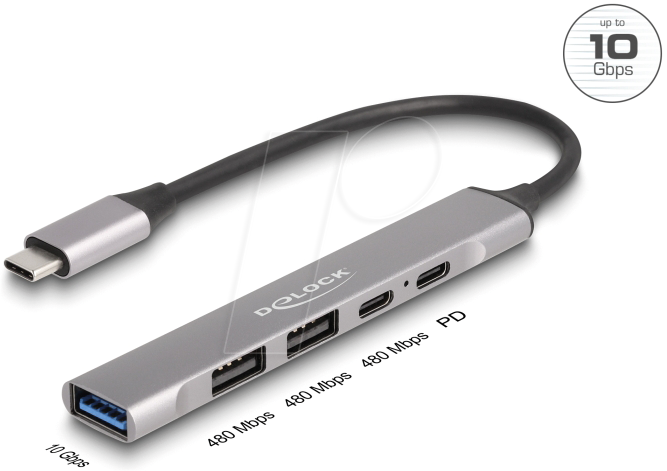 4043619642984 - DELOCK 64298 - USB 31 20 Hub 4 Port USB-C zu 1x 31 A 2x 20 A 1x 20 C