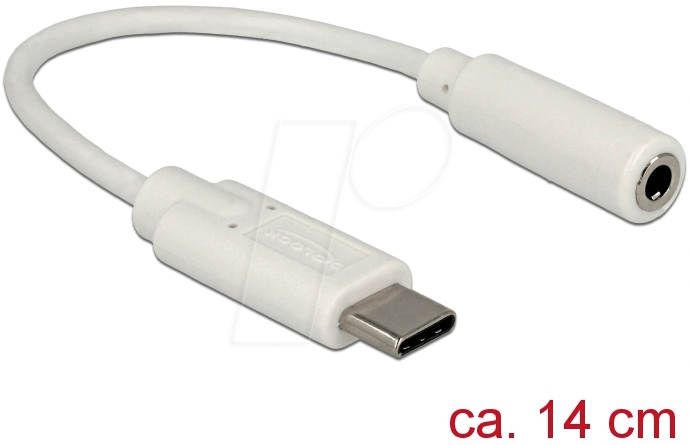 4043619659135 - Adapter Audio usb Type-C™ Stecker Klinkenbuchse 14 cm weiß (65913) - Delock