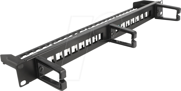 4043619662371 - DeLOCK 19 Keystone Patchpanel 16 Port mit 3 Bügeln und Entlastungsschiene 1 HE (66237)