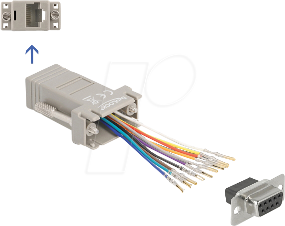 4043619664726 - DELOCK 66472 - D-Sub 9 Pin Buchse zu RJ50 Buchse Montagesatz grau
