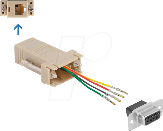 4043619667703 - DELOCK 66770 - Adapter D-Sub 9 Pin Bu > RJ11 RJ14 6P 4C Bu Montagesatz