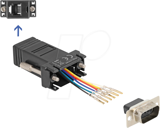 4043619670727 - DELOCK 67072 - Adapter D-Sub 9 Pin St > RJ12 Bu Montagesatz schwarz