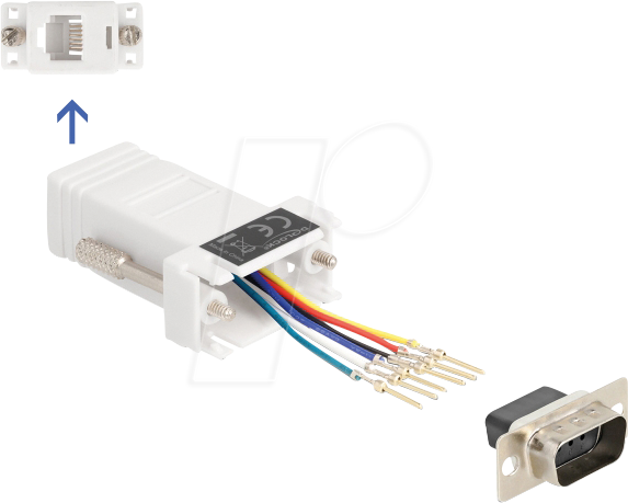 4043619670734 - DELOCK 67073 - Adapter D-Sub 9 Pin St > RJ12 Bu Montagesatz weiß