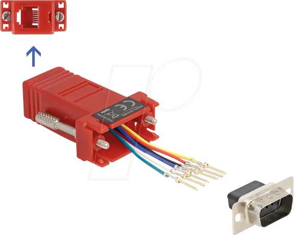 4043619670741 - DELOCK 67074 - Adapter D-Sub 9 Pin St > RJ12 Bu Montagesatz rot