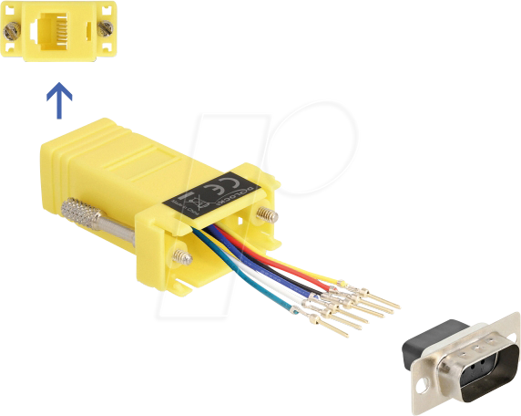 4043619670765 - DELOCK 67076 - Adapter D-Sub 9 Pin St > RJ12 Bu Montagesatz gelb