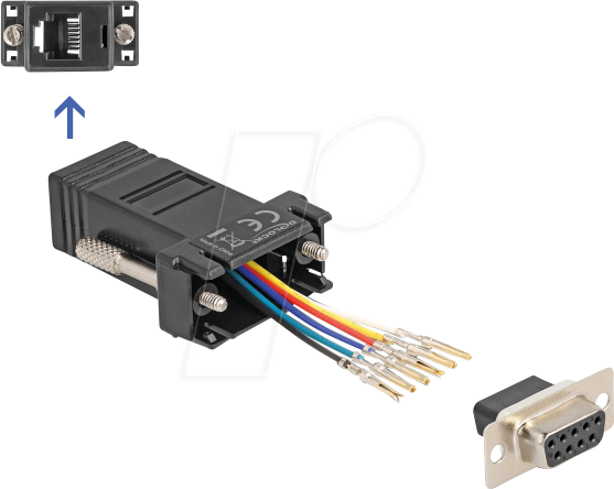 4043619670772 - DELOCK 67077 - Adapter D-Sub 9 Pin Bu > RJ12 Bu Montagesatz schwarz