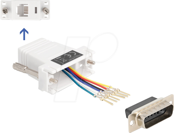 4043619670833 - DELOCK 67083 - Adapter D-Sub 15 Pin St > RJ12 Bu Montagesatz weiß