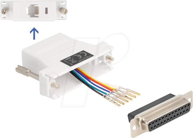 4043619670987 - DELOCK 67098 - Adapter D-Sub 25 Pin Bu > RJ12 Bu Montagesatz weiß