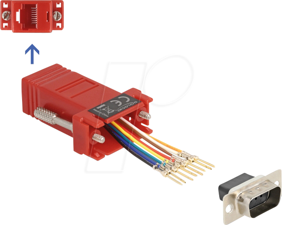 4043619671038 - DELOCK 67103 - Adapter D-Sub 9 Pin St > RJ45 Bu Montagesatz rot