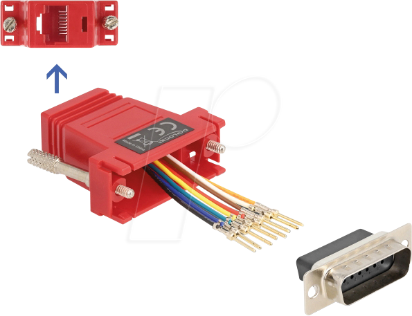 4043619671090 - DELOCK 67109 - Adapter D-Sub 15 Pin St > RJ45 Bu Montagesatz rot