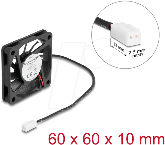 4043619672882 - DELOCK 67288 - Axiallüfter 5 V DC 60 x 60 x 10 mm schwarz