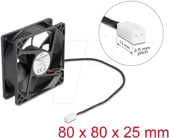 4043619672905 - DELOCK 67290 - Axiallüfter 5 V DC 80 x 80 x 25 mm schwarz