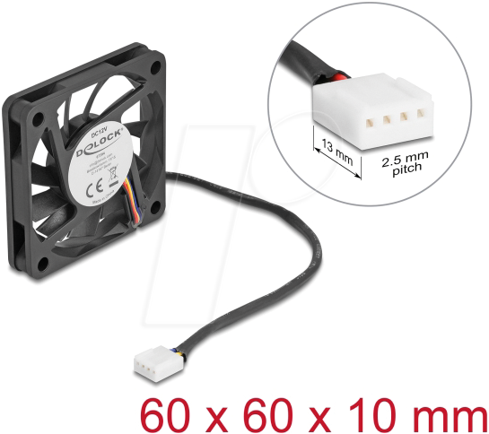 4043619672943 - DELOCK 67294 - Axiallüfter 12 V DC 60 x 60 x 10 mm schwarz