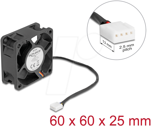 4043619672950 - DELOCK 67295 - Axiallüfter 12 V DC 60 x 60 x 25 mm schwarz 4043619672950 - DELOCK 67295 - Axiallüfter 12 V DC 60 x 60 x 25 mm schwarz