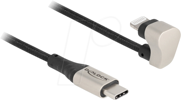 4043619800254 - DeLOCK Daten- und Ladekabel USB Type-C zu Lightning 180° gewinkelt 1 m MFi (80025)