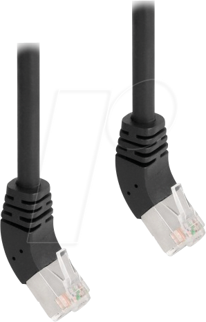 4043619802722 - RJ45 Netzwerkkabel Cat6A s ftp 45° nach oben gewinkelt 5 m schwarz (80272) - Delock