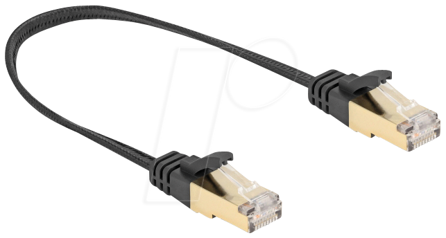 4043619803231 - RJ45 Flachband Netzwerkkabel mit Geflechtmantel Cat6A s ftp Stecker (80323) - Delock